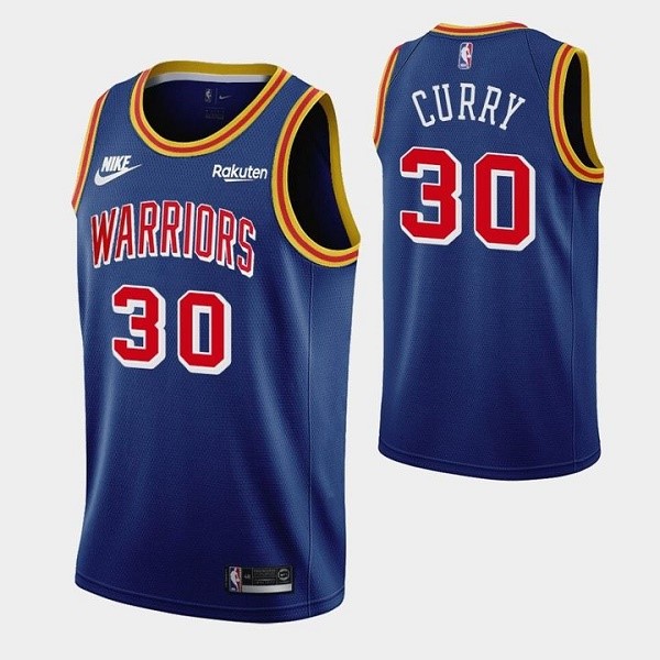 Men's Golden State Warriors #30 Stephen Curry 75th Anniversary Blue Stitched Basketball Jersey
